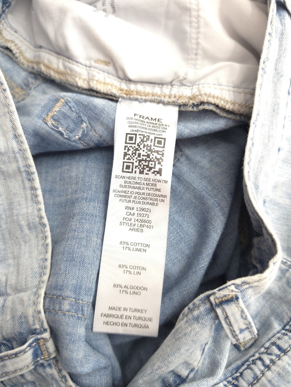 Frame Le Baggy Palazzo Denim Jeans In Aries - Picture 6 of 10